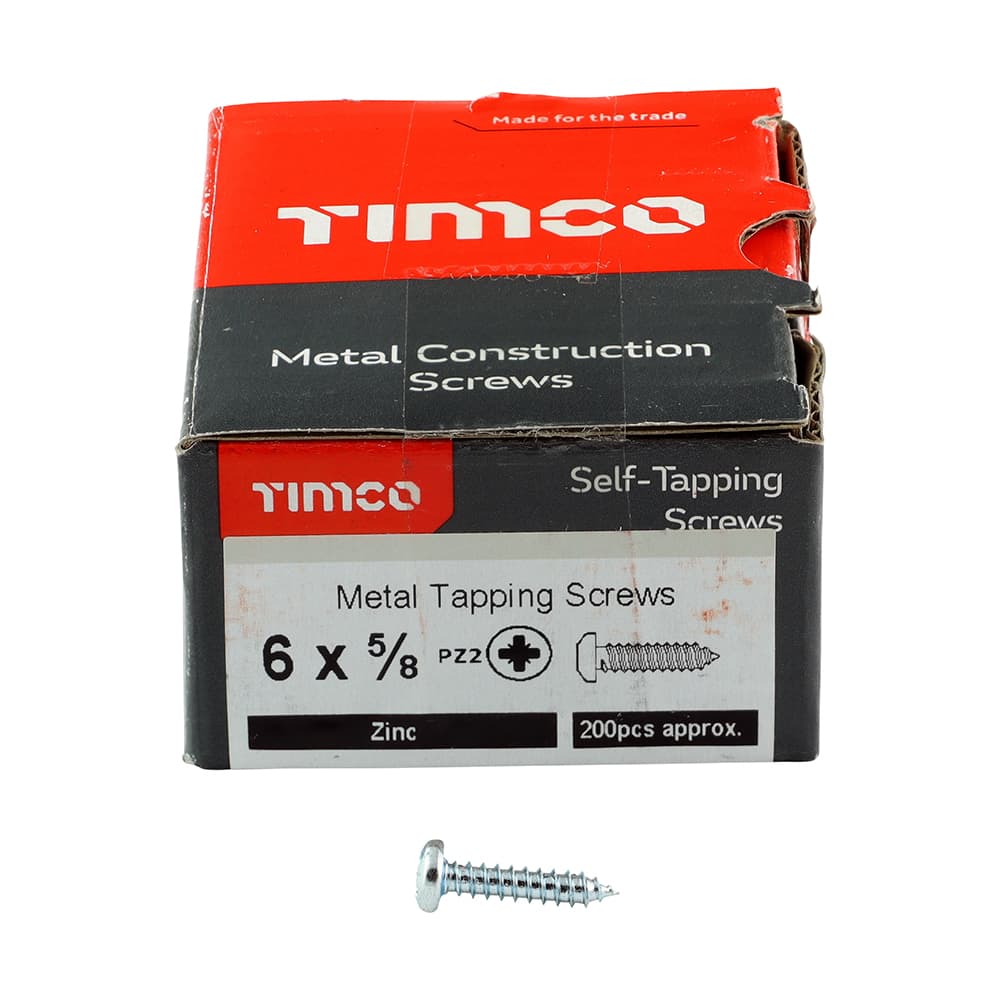 Timco Self-Tapping Screws - Pz - Pan - Zinc Box 200 00658CPAZS