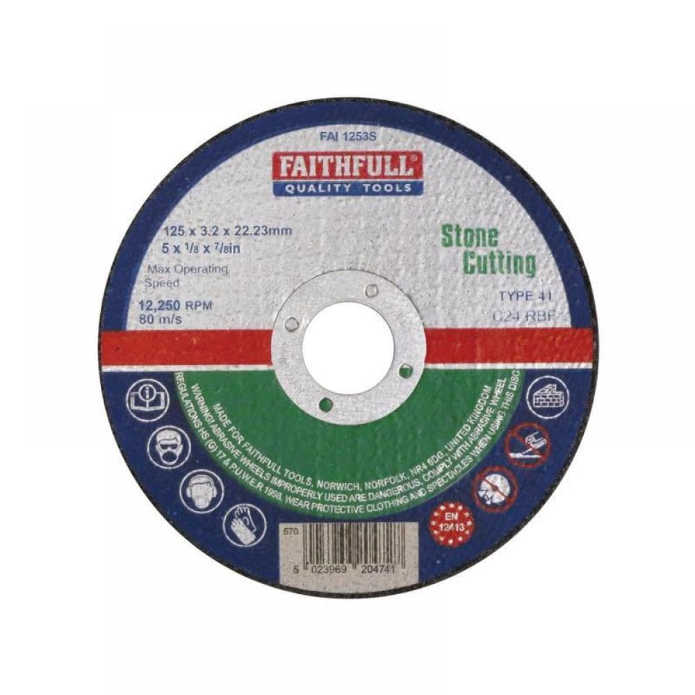 Faithfull Stone Cut Off Disc 125 X 3.2 X 22.23Mm