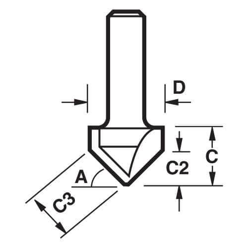 Trend Chamfer V Groove Cutter Angle=45 Degrees Pk 1 C045AX1/2TC