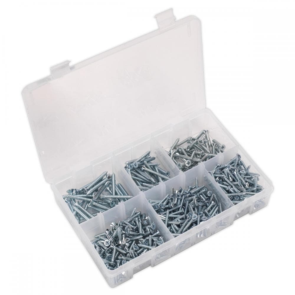 Sealey AB062STCS Self-Tapping Screw Assortment Din 7982 510Pc Countersunk Pozi Zinc
