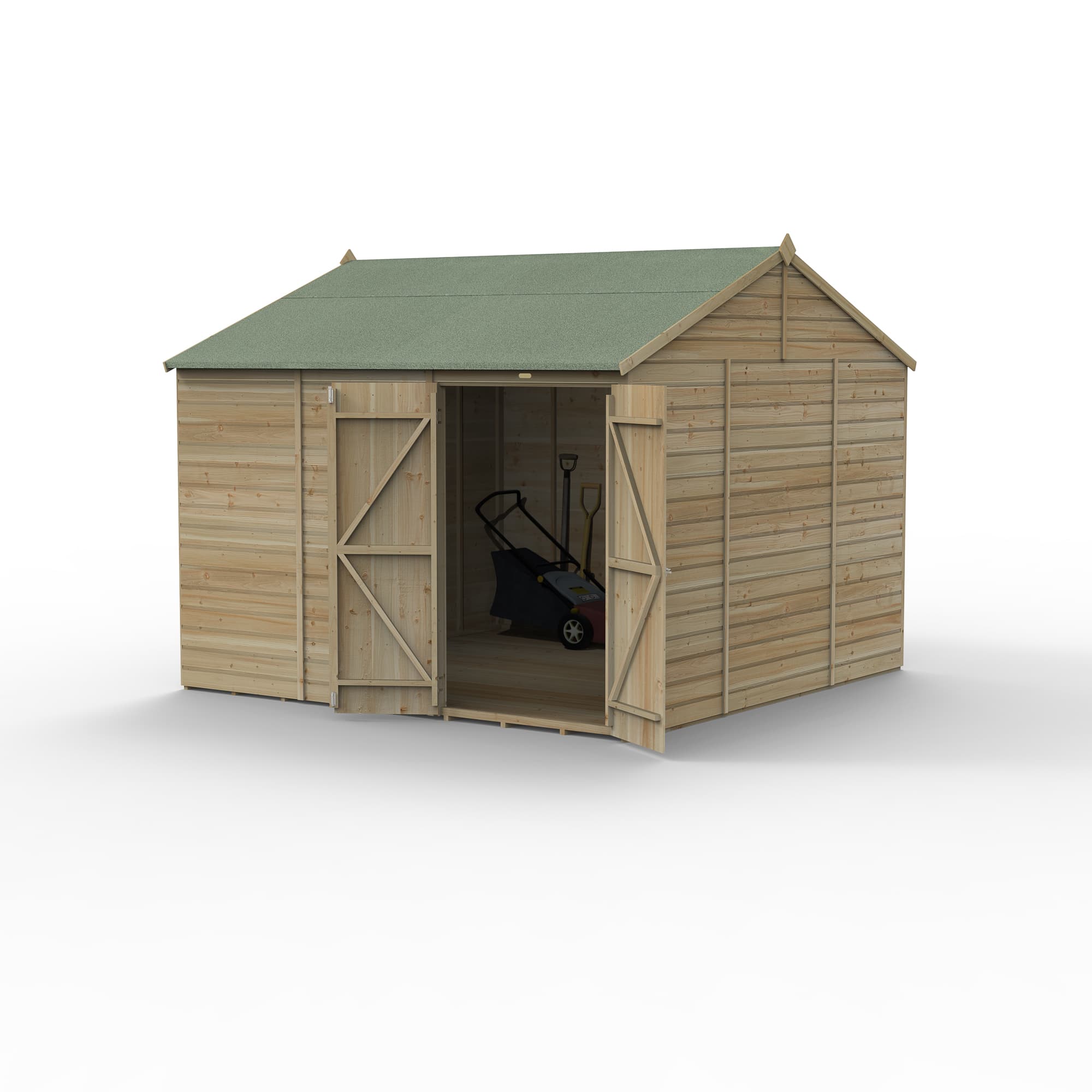 Beckwood 10x10 Reverse Apex Shed No Windows DoubleDoor Installed