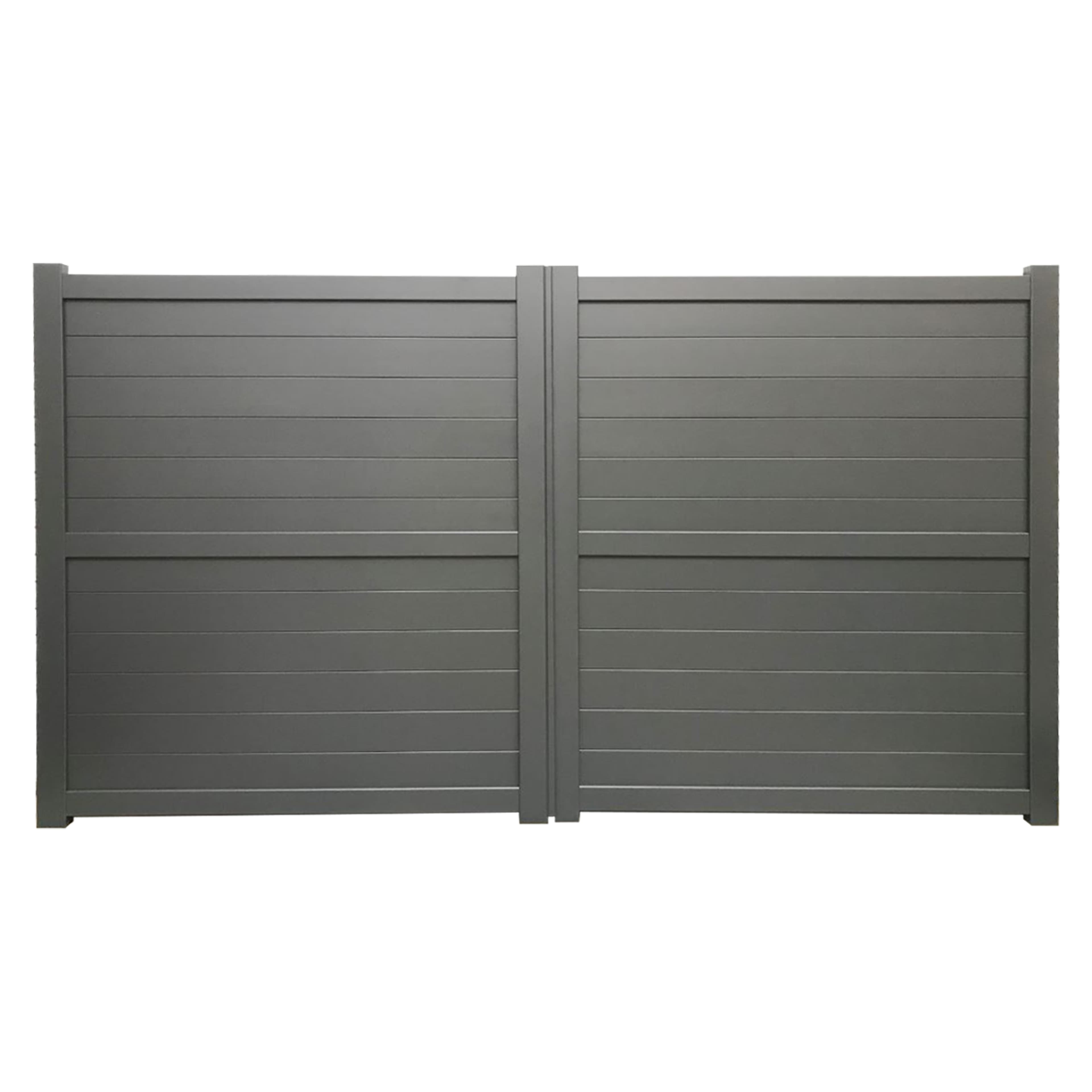Dartmoor Double Swing Flat Top Driveway Gate with Horizontal Solid Infill 3750 x 1800mm Grey