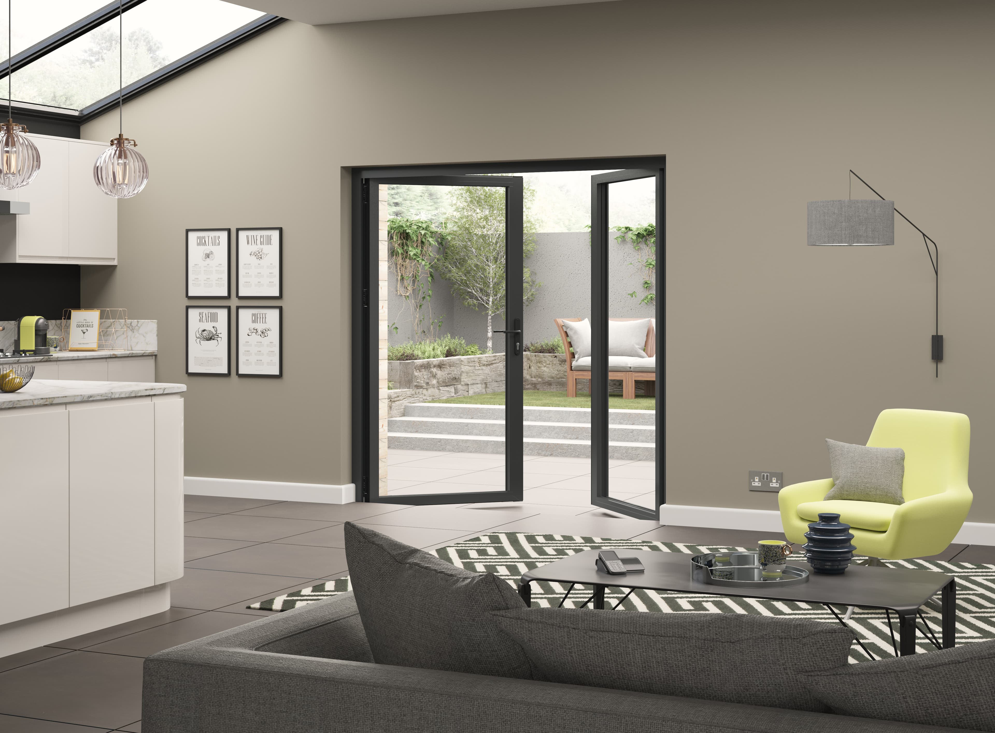 JCI Extenal Grey Aluminium French Door 1790 x 2090mm High Open Out