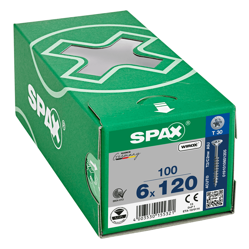SPAX T-Star Flat Countersunk Screw Wirox Coated 6 x 120mm Qty 100