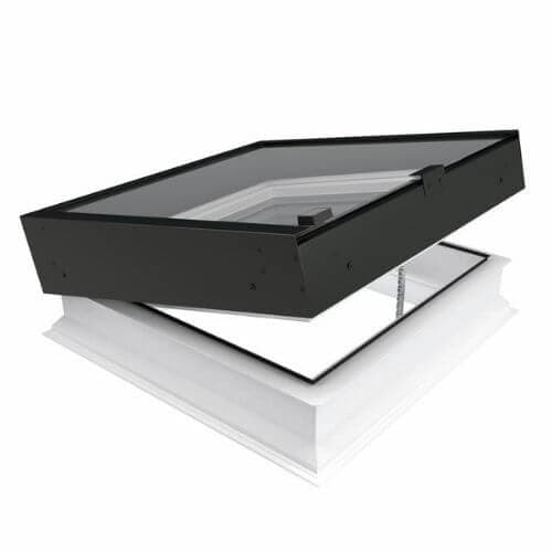 Type Z Electrical Opening Flat Roof Window Straight Finish - 600mm x 900mm Double Glazed Black