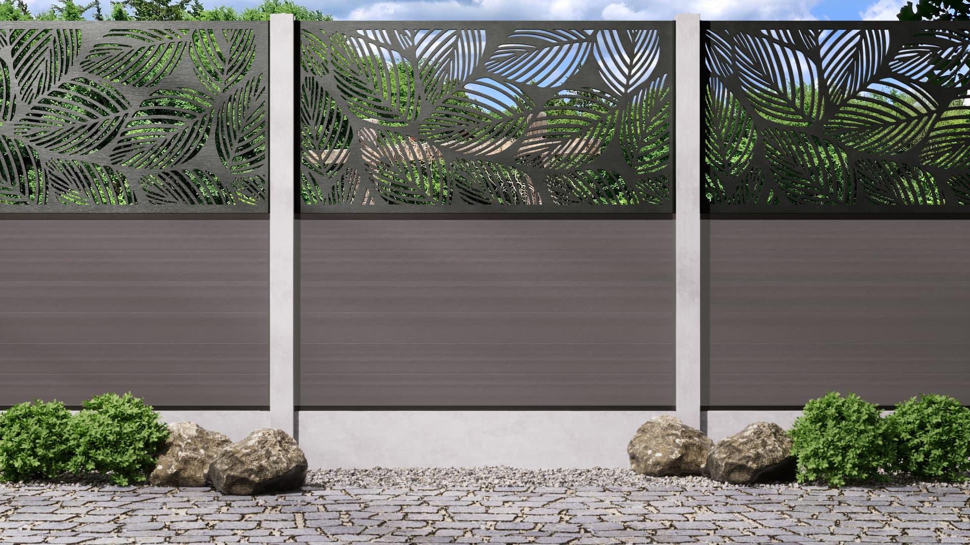 1.8m – Stone – Sydney Decorative Panel With Fence