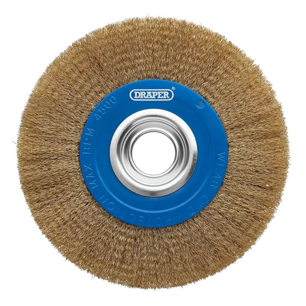 Draper Brassed Steel Bench Grinder Wire Wheel Brush 200 X 31.75Mm each 1 08067