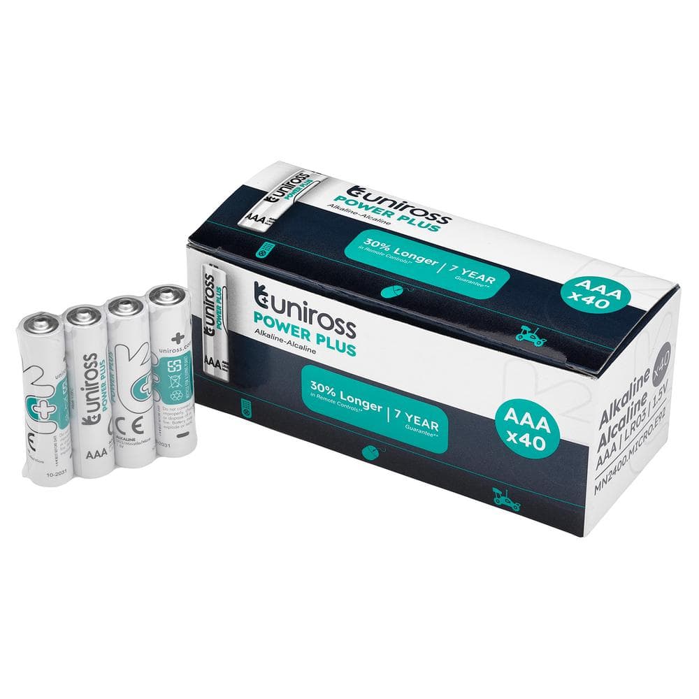 Uniross Lr03 Aaa Power Plus Alkaline Batteries (Pack Of 40) Pk 1 21605