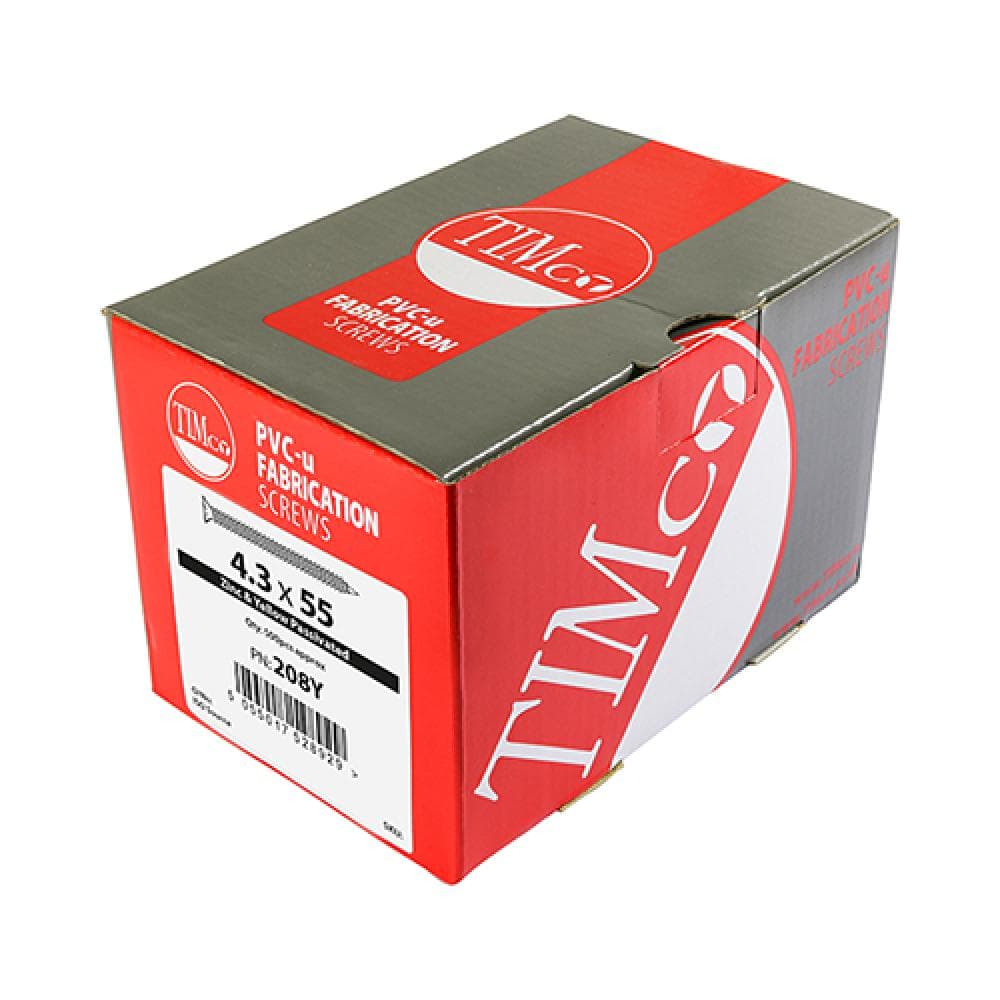 Timco 202Y Window Fabrication Screws - Countersunk With Ribs - Ph - Single Thread - Gimlet Point - Yellow 4.3 X 20
