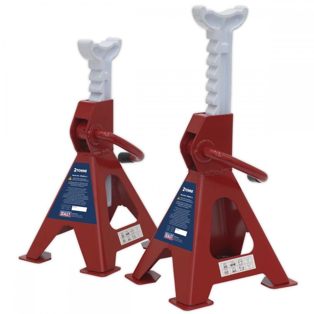 Sealey VS2002 Axle Stands (Pair) 2 Tonne Capacity Per Stand Ratchet Type