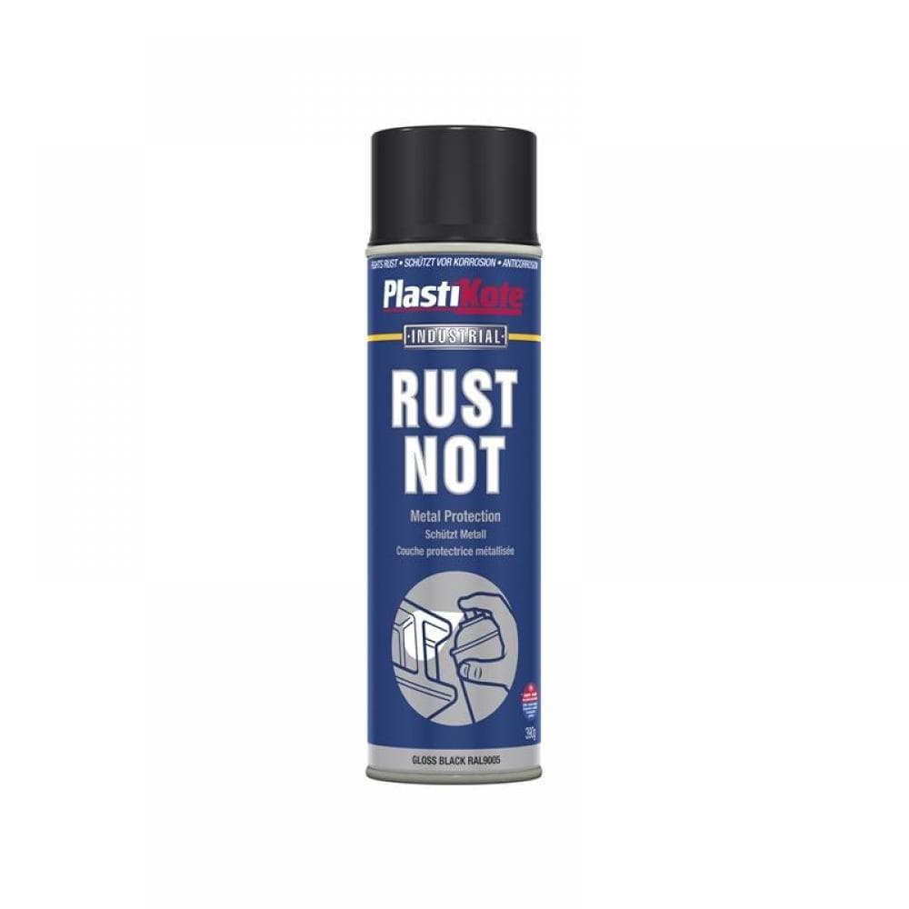 Plastikote 447783 Rust Not Spray Gloss Black 500Ml