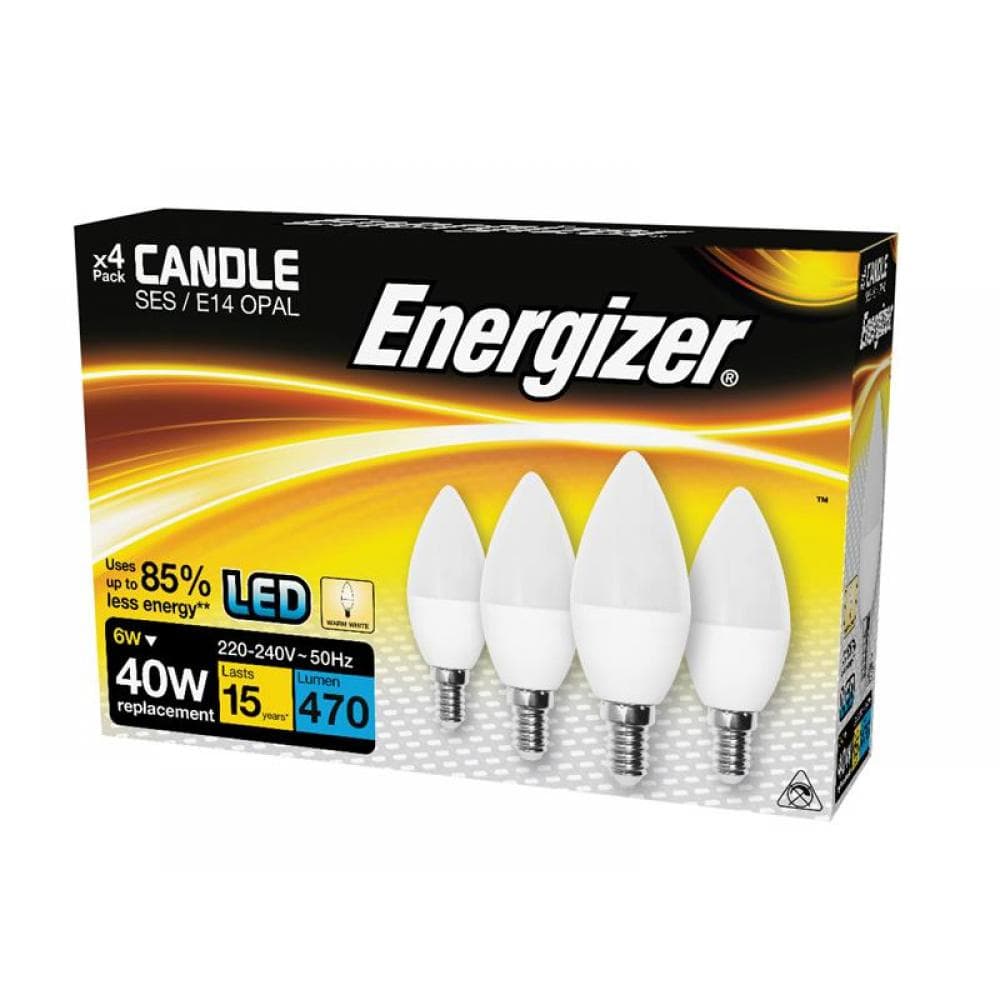 Energizer® S14330 Led Ses (E14) Opal Candle Non-Dimmable Bulb Warm White 470 Lm 5.2W (Pack 4)