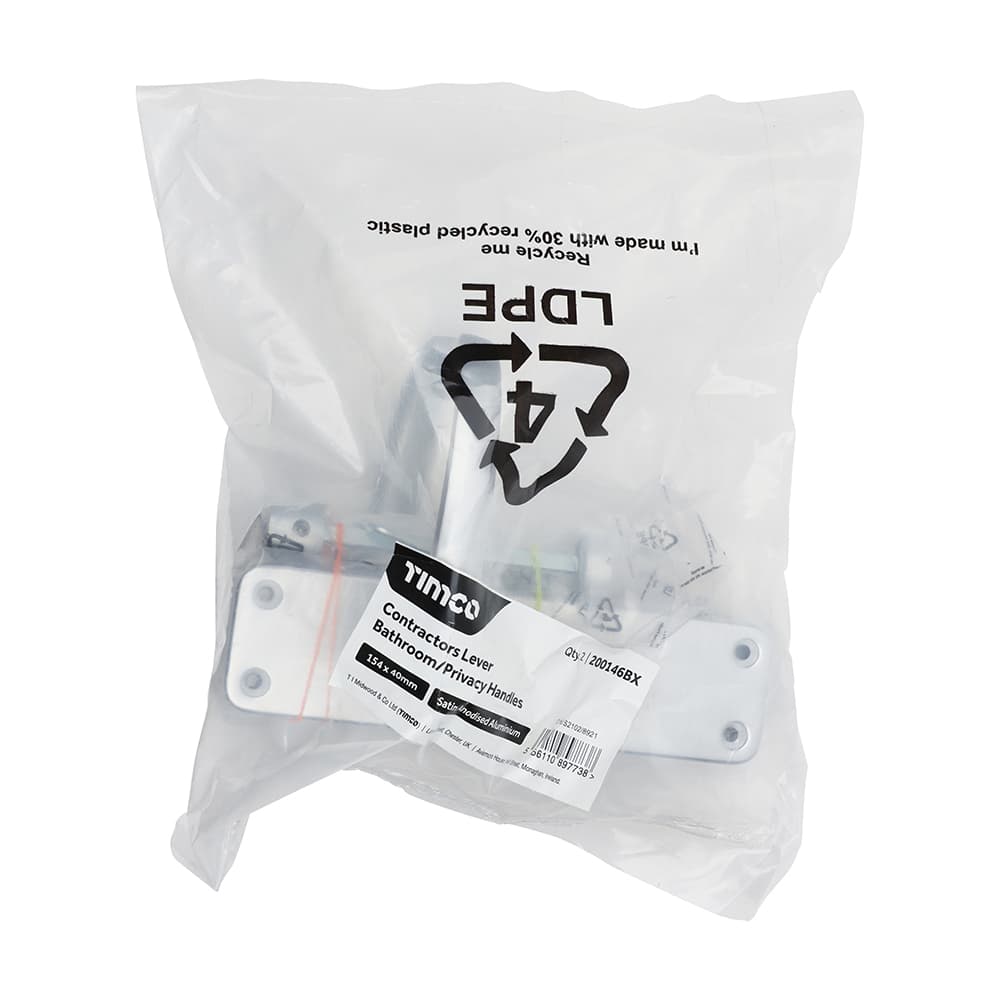 Timco Contractors Lever Bathroom|Privacy Handles - Satin Anodised Aluminium Bag 2 200146BX