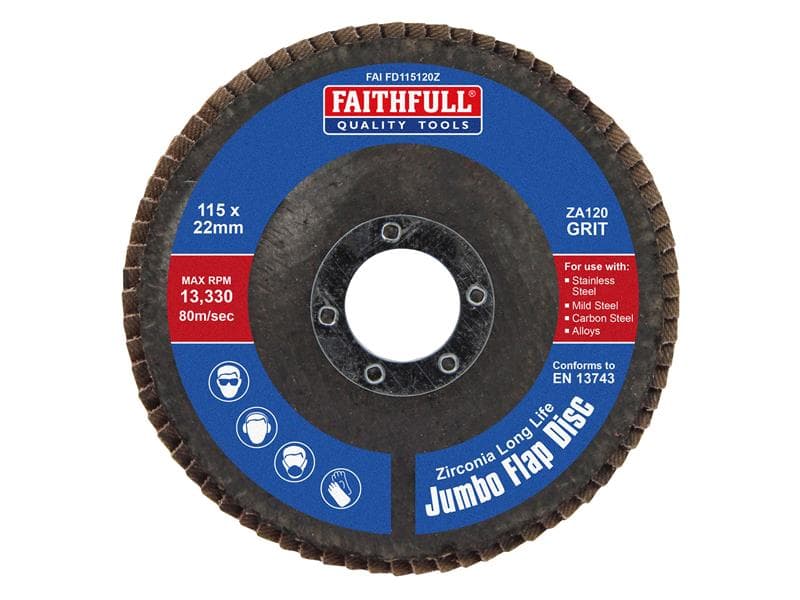 Faithfull Zirconia Abrasive Jumbo Flap Disc Za120 115Mm