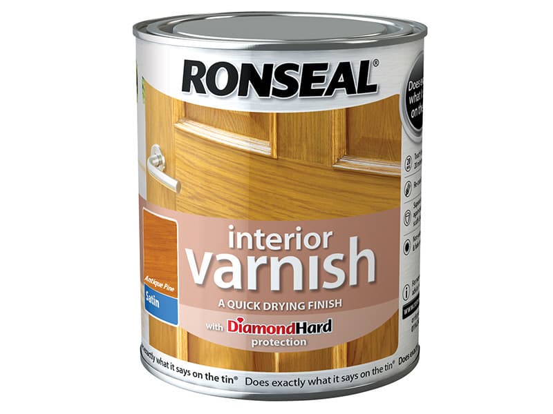 Ronseal 36837 Interior Varnish Quick Dry Satin Antique Pine 750Ml