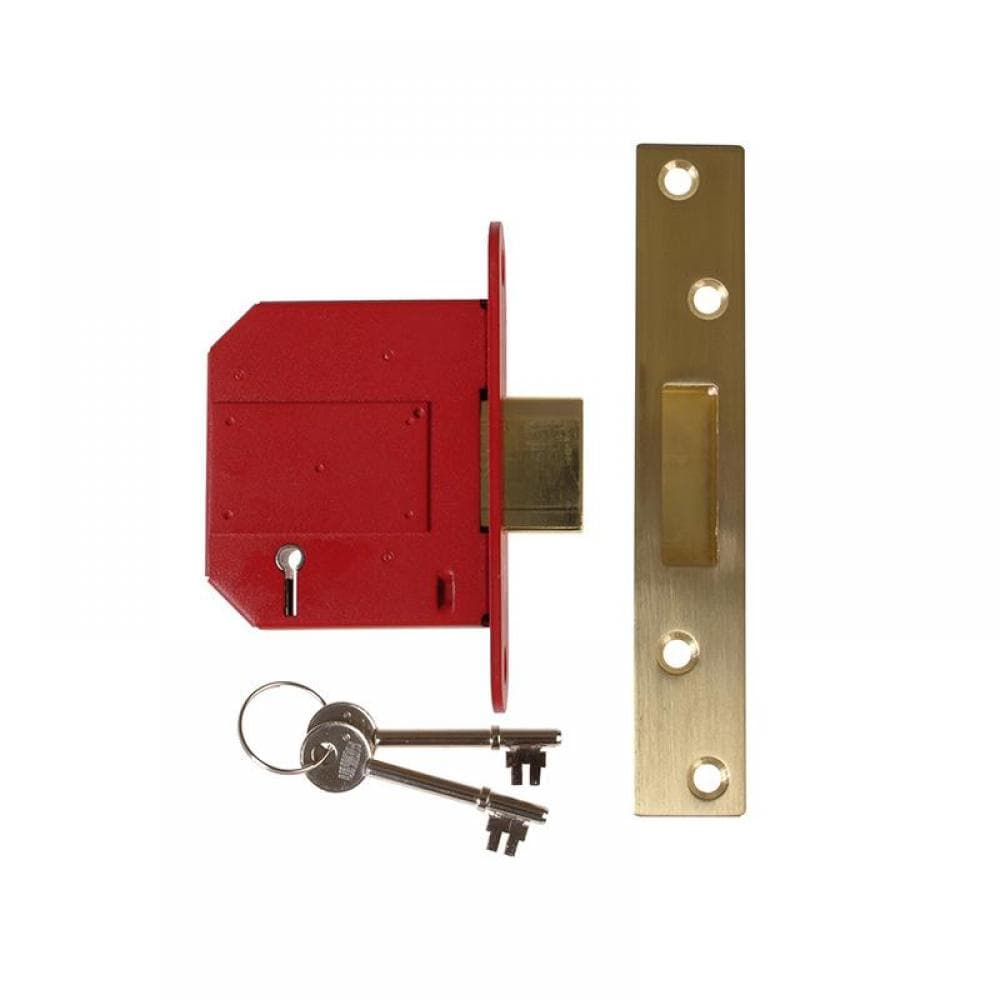 Union Y2100S-PL-3.0 Strongbolt 2100S Bs 5 Lever Mortice Deadlock 81Mm 3In Satin Brass Visi