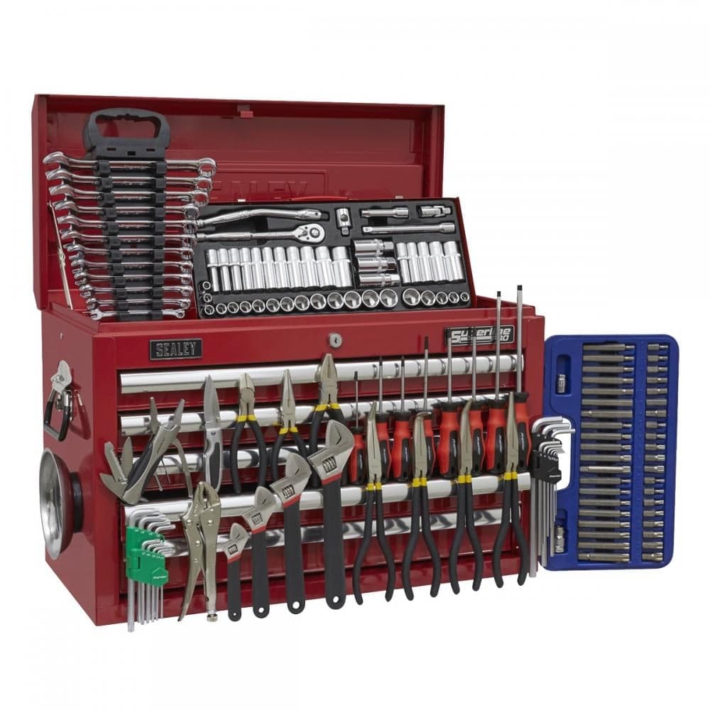 Sealey AP33059COMBO Topchest 5 Drawer With Ball-Bearing Slides - Red & 140Pc Tool Kit
