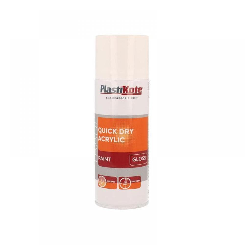Plastikote 071011 Trade Quick Dry Acrylic Spray Paint Gloss White 400Ml