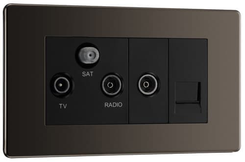 Evolve Brushed Steel (White) Single Switched 13A Power Socket + 2 X Usb (2.1A) PCDBS21U2W-01