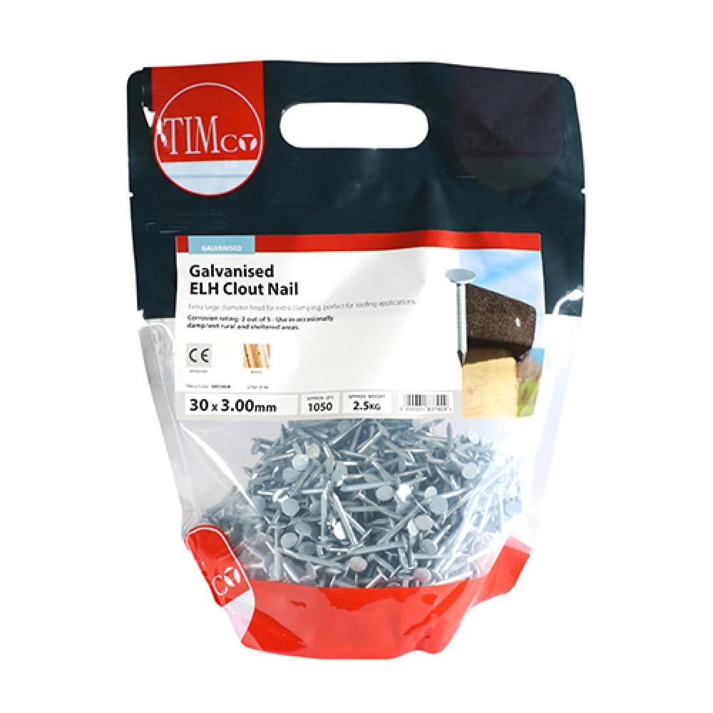 Timco GEC30LB Extra Large Head Clout Nails - Galvanised 30 X 3.00