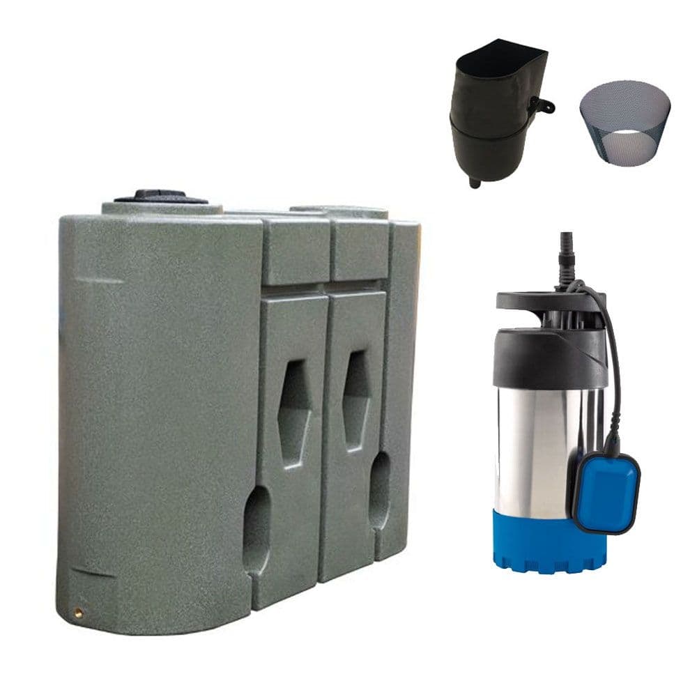 1,900L Rainwater Harvesting System in Green Marble in for Small (50 m2) to Medium (150 m2) Gardens. Original Organics