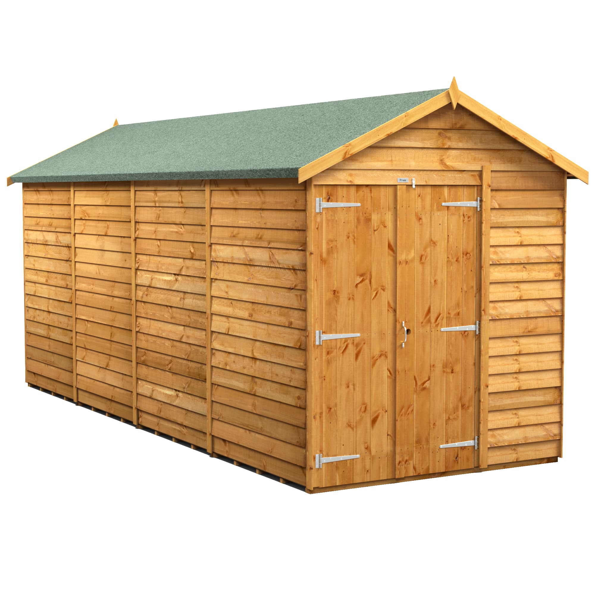 Powersheds 16 x 6 Power Overlap Apex Double Doors No Windows