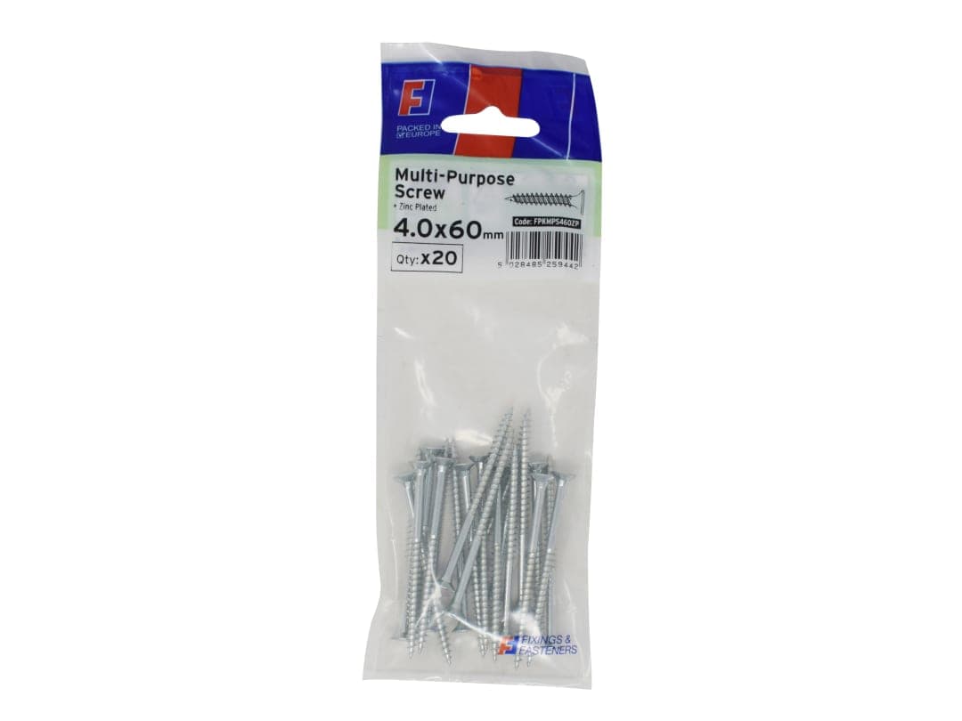 ForgeFix Multi-Purpose Pozi Screw CSK ST ZP 4.0 x 60mm ForgePack 20 FPKMPS460ZP