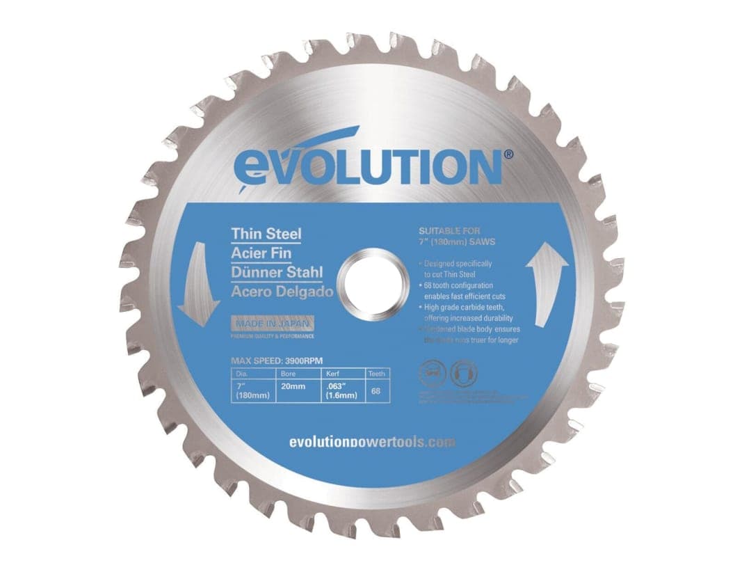 Evolution Thin Steel Cutting Circular Saw Blade 180 x 20mm x 68T T180TCT-68CS