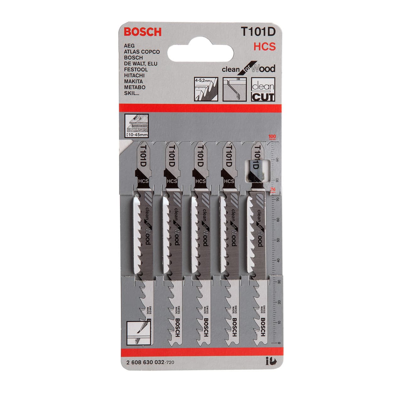 Bosch Powertool Accessories T 101 D Clean for Wood Jigsaw Blade 100mm Pack of 5 2608630032