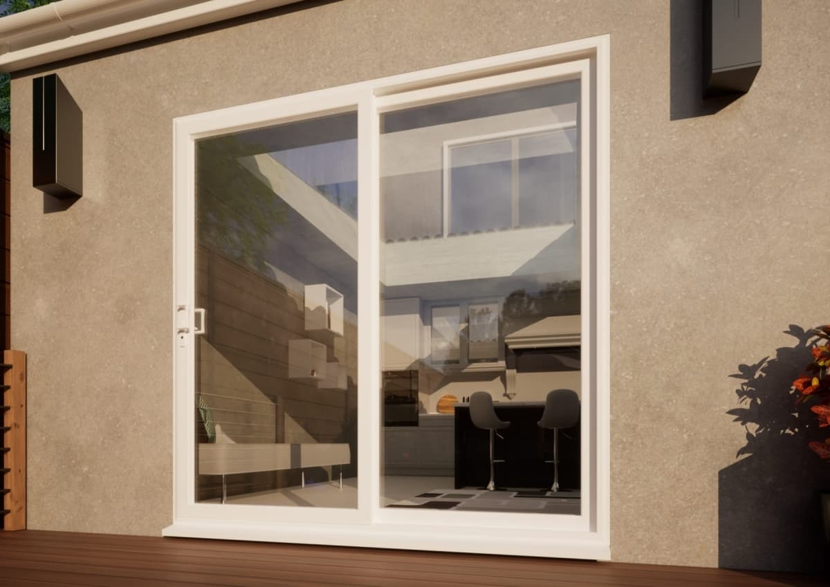 PVC Sliding Door - 2100mm White - Left Hand Slide & Right Hand Fixed