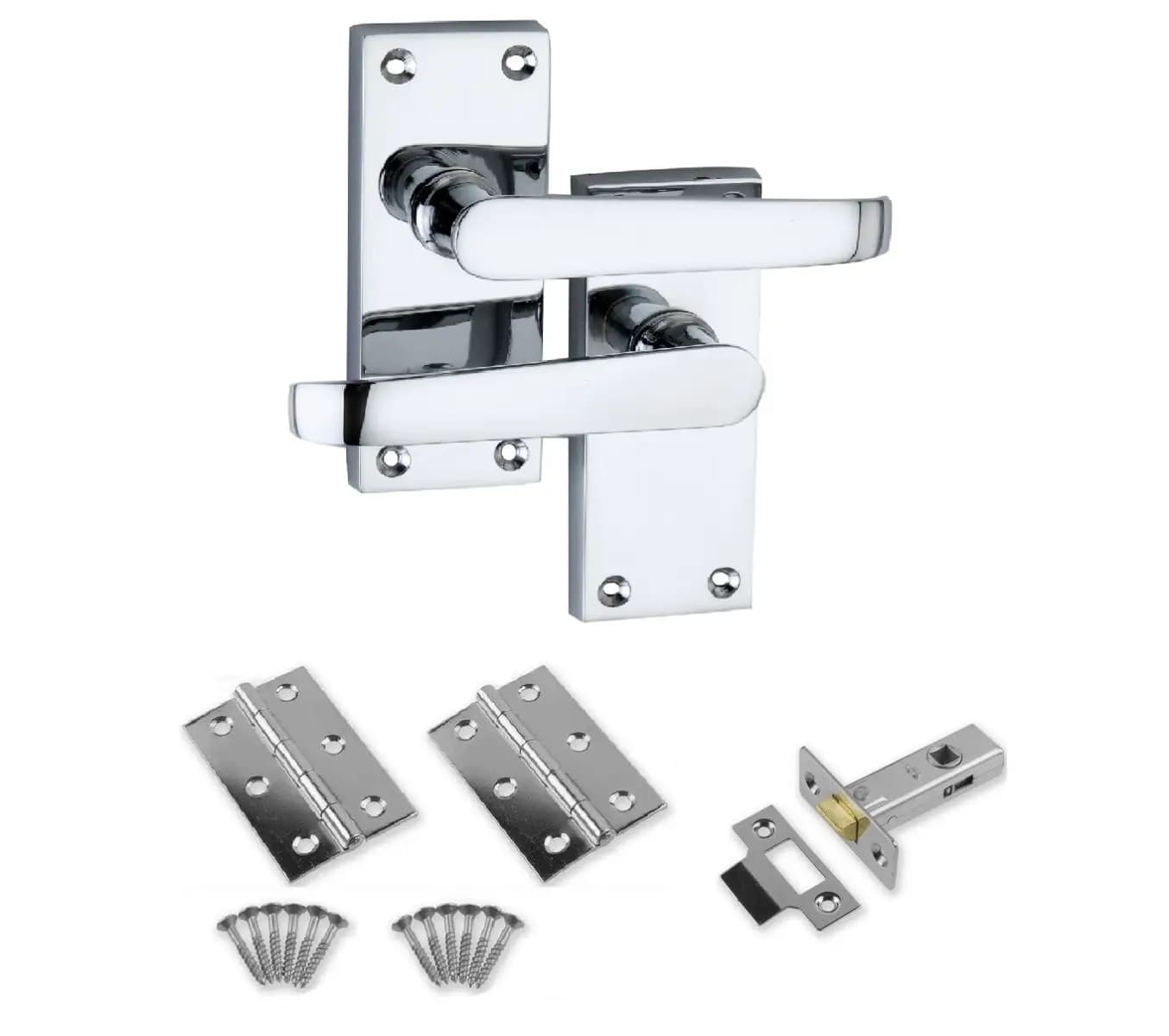 Victorian Straight Lever Door Handle Pack - Polished Chrome - Handles/Hinges/Latch/Fixings - Designer Levers