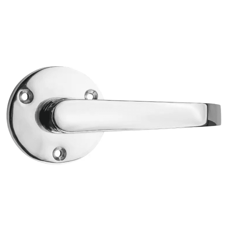 Victorian Design Front Fix Straight Lever On Rose Door Handle - Polished Chrome - Pair - Designer Levers