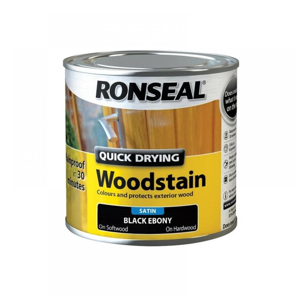 Ronseal 36951 Quick Drying Woodstain Satin Ebony 250Ml
