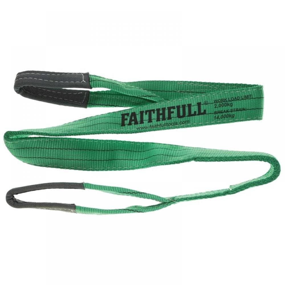 Faithfull XLP-02 2 METRE Lifting Sling Green 2 Tonne 60Mm X 2M