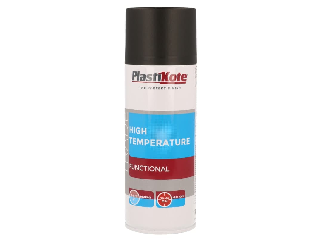 PlastiKote Trade High Temperature Spray Paint Black 400ml 071018