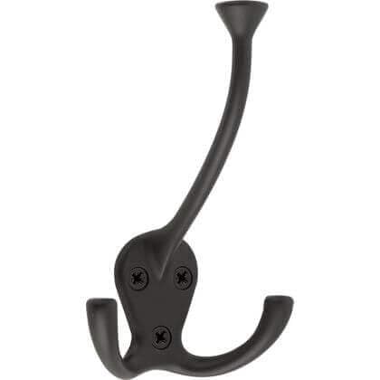 Wide Tip Triple Prong Hat & Coat Hook - Black - Wall/Door Mountable - Decohooks