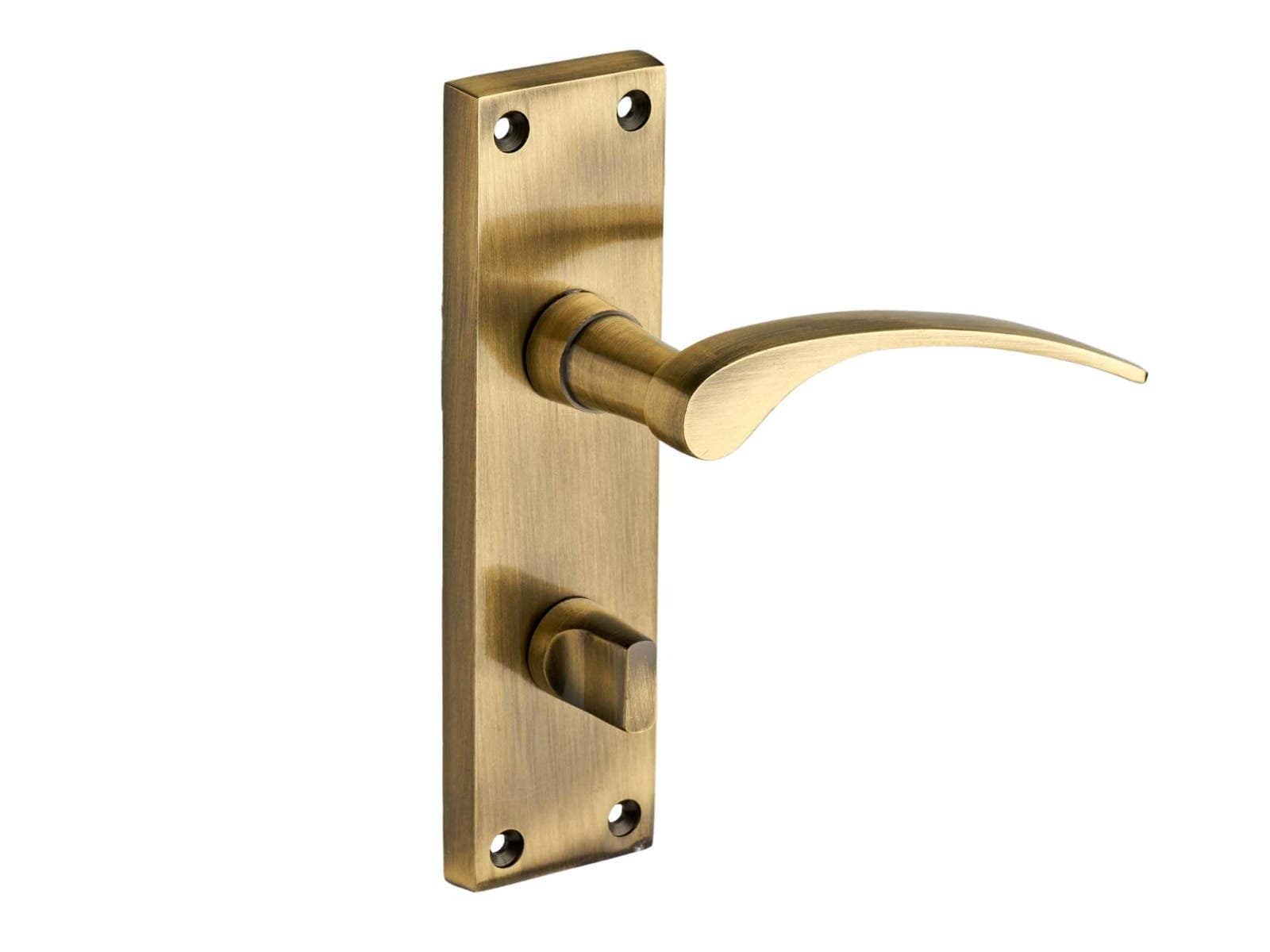 Sofia Lever Thumbturn Lock Bathroom Door Handle - Antique Brass - Pair - Designer Levers