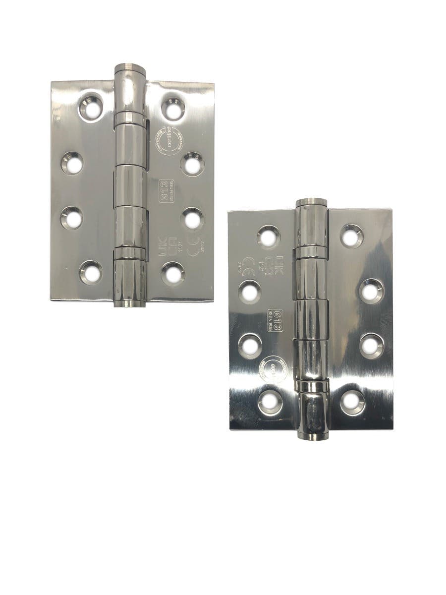 Steel Ball Bearing Hinge - UKCA/CE Certified - Fire Tested - 4″ - Polished Chrome - Hardware Solutions