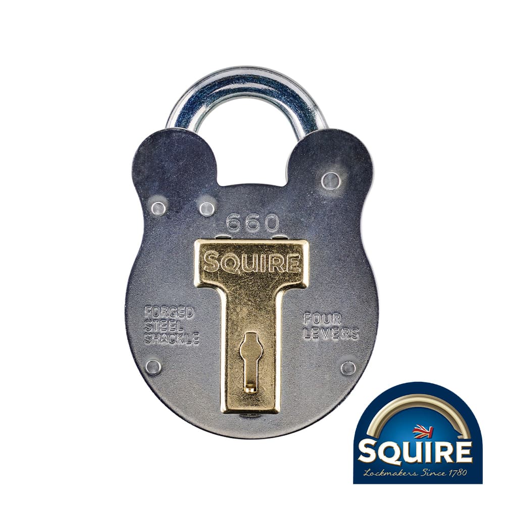 Squire SQR701170 Old English 4 Lever Padlock - 660 60Mm Blister Pack 1