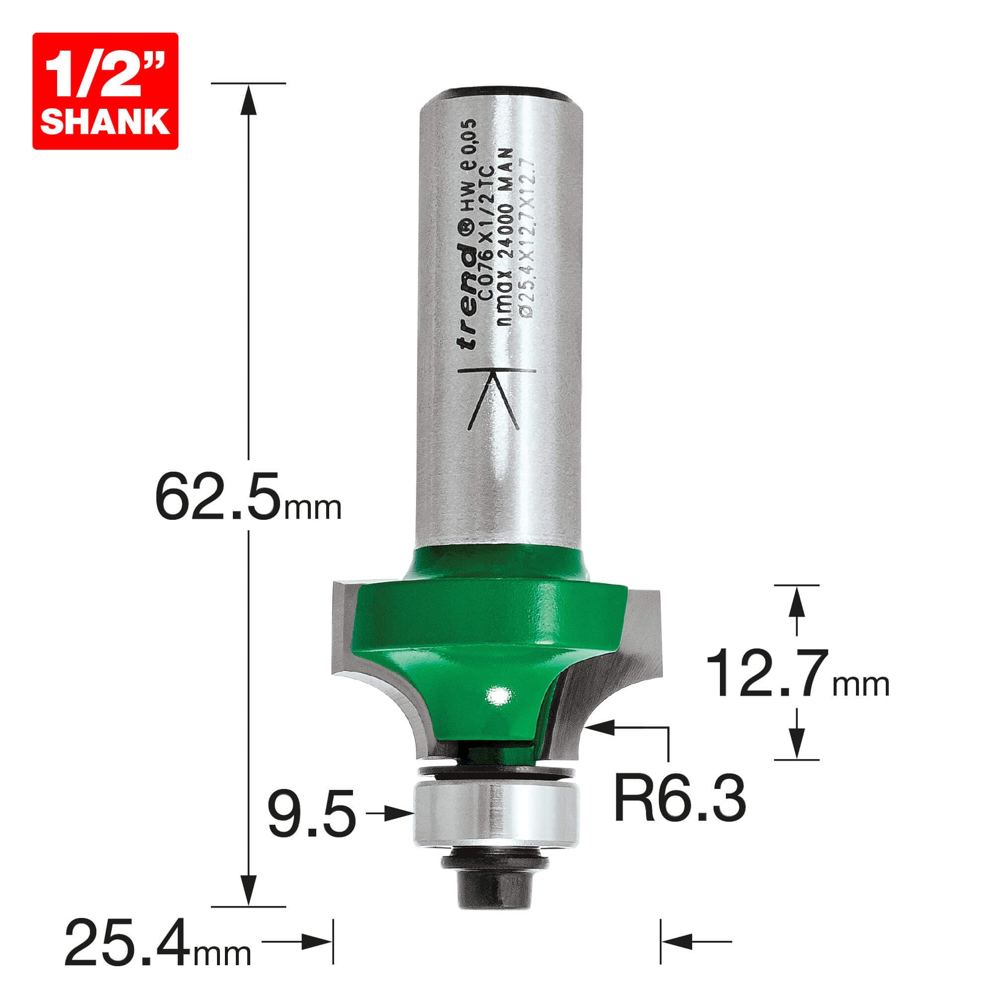 Trend Rounding Over 6.3Mm Radius X 12.7Mm Cut Pk 1 C076X1/2TC