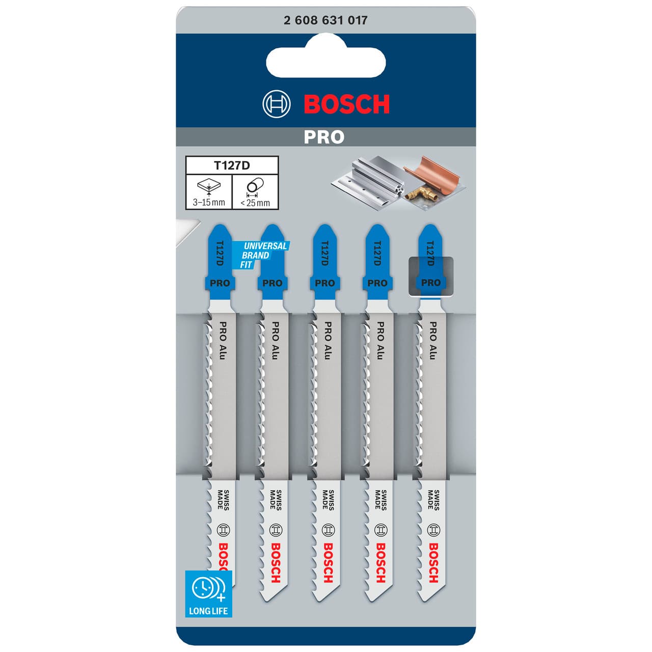 Bosch Powertool Accessories PRO Alu T127D Jigsaw Blade 100mm Pack of 5 2608631017