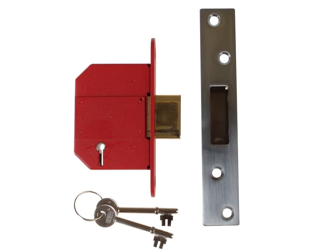 UNION StrongBOLT 2100S BS 5 Lever Mortice Deadlock 81mm 3in Satin Chrome Visi Y2100S-SC-3.0