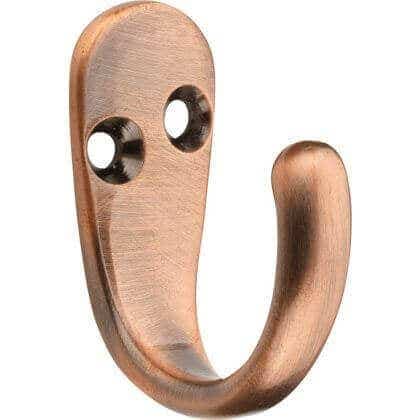 One Prong Single Robe Hook - Copper - Wall/Door Mountable - Decohooks