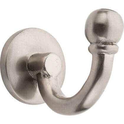 Satin Nickel Plated Screw-in Ball End Single Robe Hook - Wall/Door Moutable - Decohooks