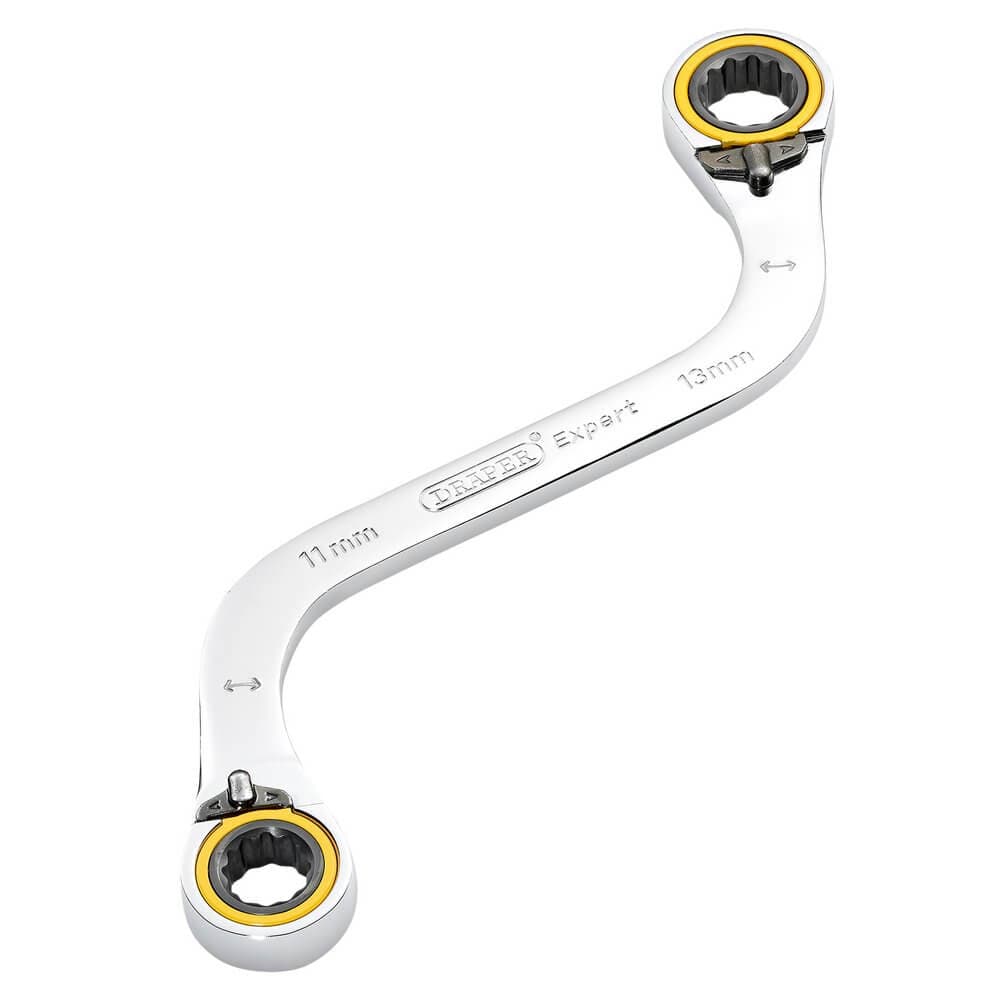 Draper Expert Hi-Torq® Double Ring Ratchet S-Shape Spanner 11 X 13Mm Pk 1 03943