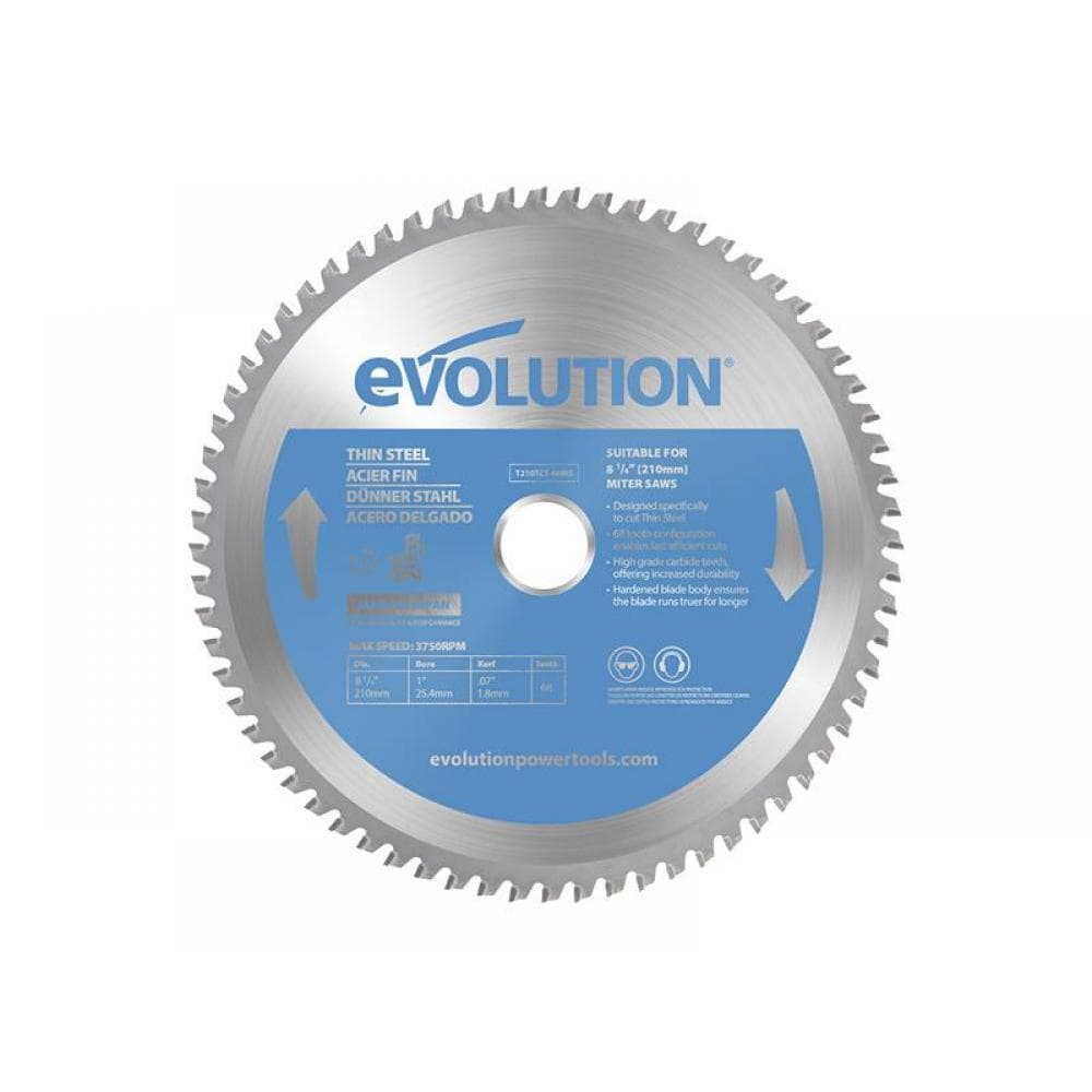 Evolution T210TCT-68MS Thin Steel Cutting Mitre Saw Blade 210 X 25.4Mm X 68T
