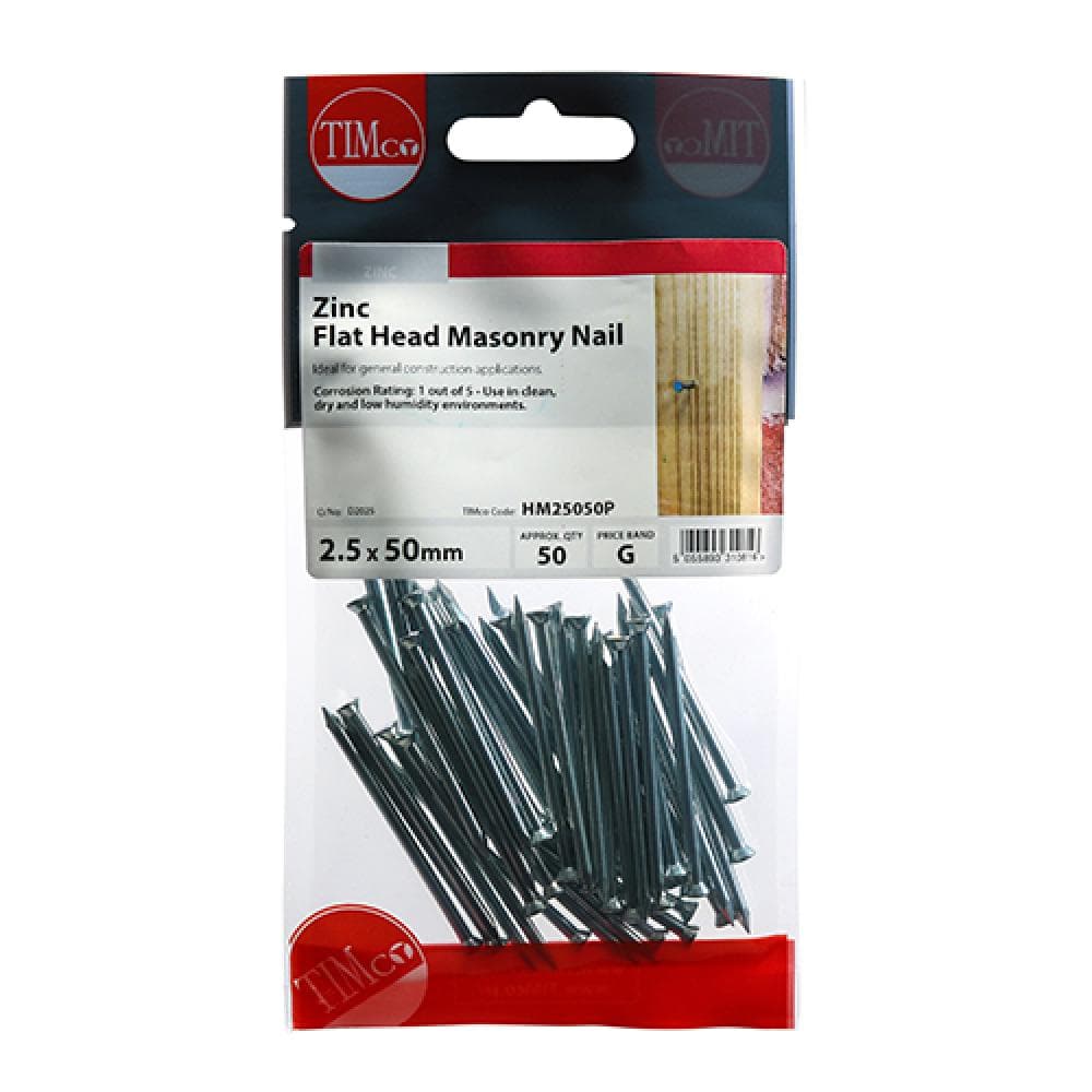 Timco HM25050P Masonry Nails - Zinc 2.5 X 50 TIMpac 50