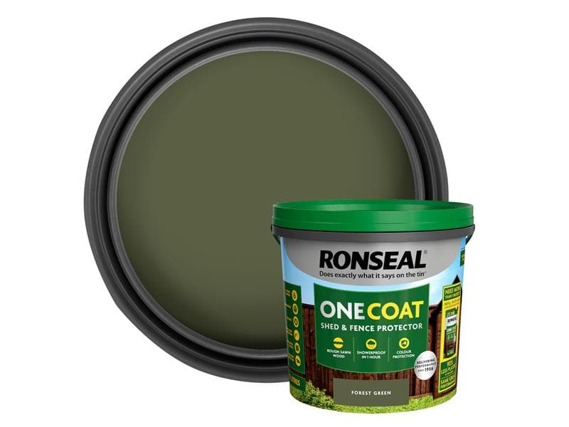 Ronseal KCB.8174503.60200.81 One Coat Shed & Fence Protection Forest Green 5 Litre