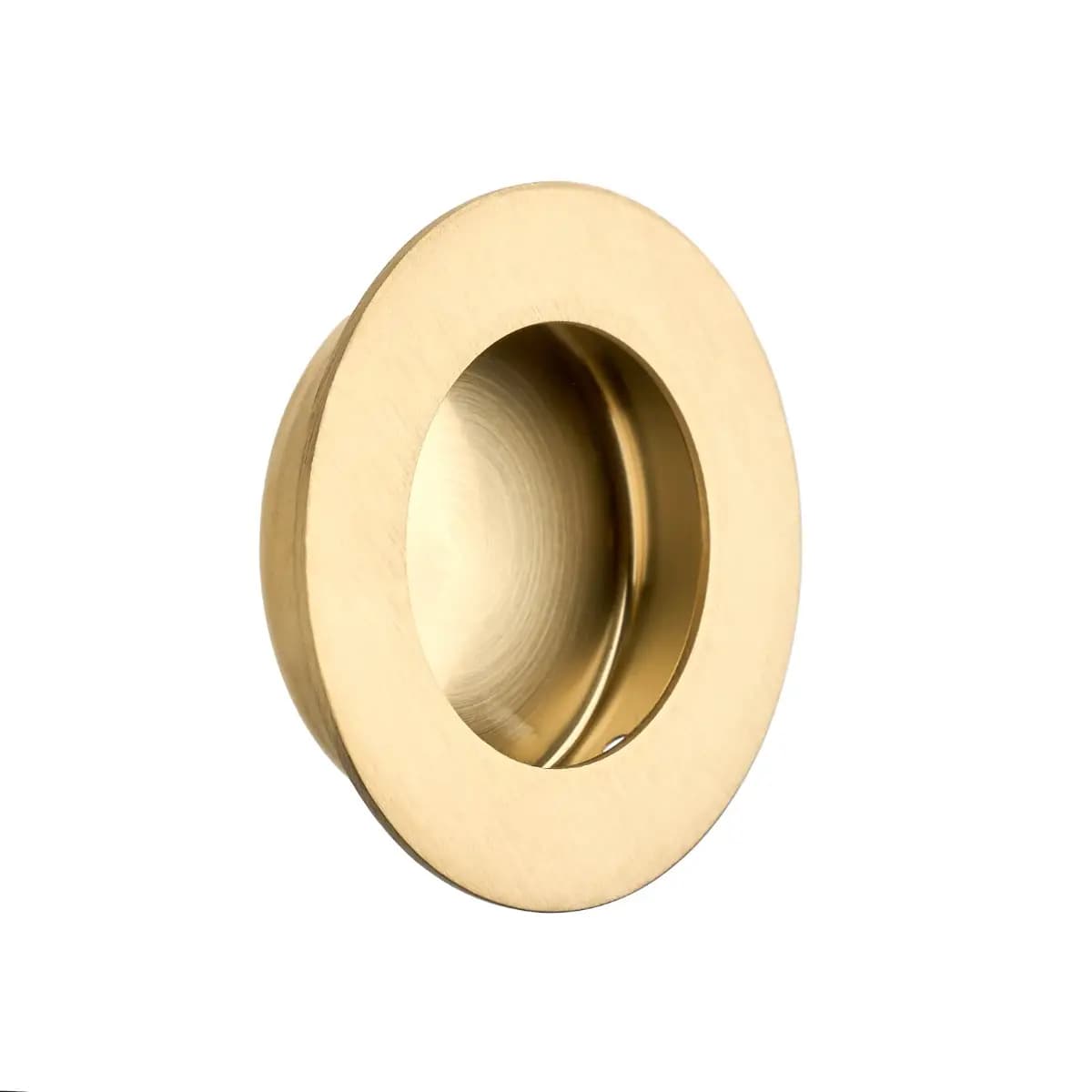Round Pocket/Sliding Door Flush Pull Handle - 65mm - Brushed Brass - Hardware Solutions