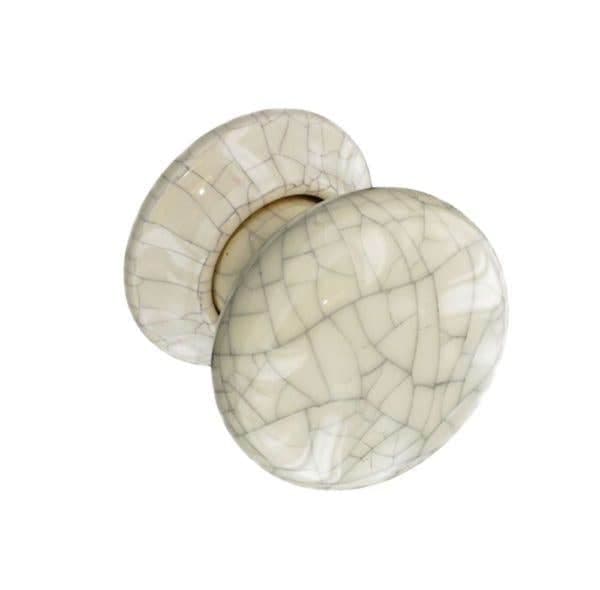 Boston Ceramic Mortice Door Knob - Cracked Cream - Pair - Internal - Designer Levers